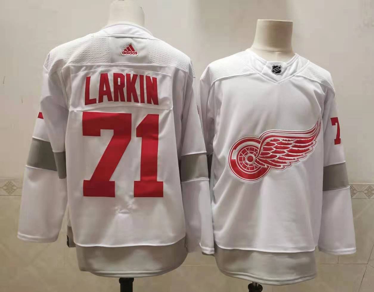 Men Detroit Red Wings #71 Larkin White Authentic Stitched 2020 Adidias NHL Jersey